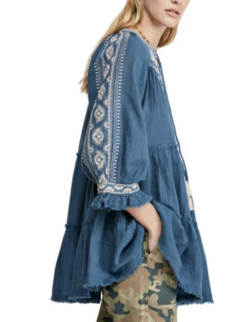Free People Dreamweaver Embroidered Tunic Top - Picture 3 of 8